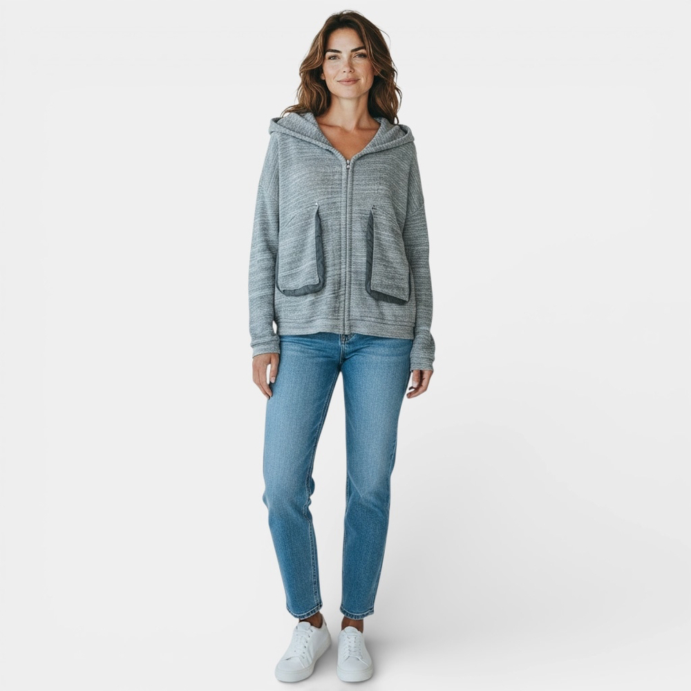 Wilfred Free Gray Rousseau Hooded Sweatshirt Jacket Cardigan Cotton Women Sz S
